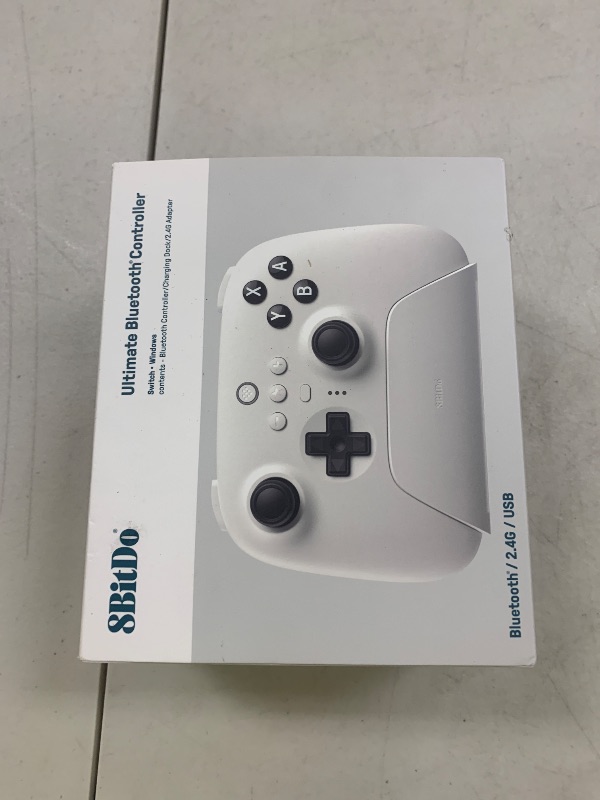 Photo 1 of 8Bitdo Ultimate Bluetooth Controller with Charging Dock, Wireless Pro Controller with Hall Effect Sensing Joystick, Compatible with Switch, Windows and Steam Deck (White)