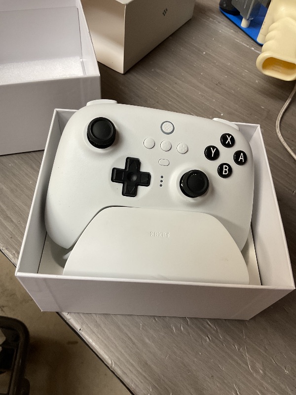 Photo 1 of 8Bitdo Ultimate Bluetooth Controller with Charging Dock, Wireless Pro Controller with Hall Effect Sensing Joystick, Compatible with Switch, Windows and Steam Deck (White)
