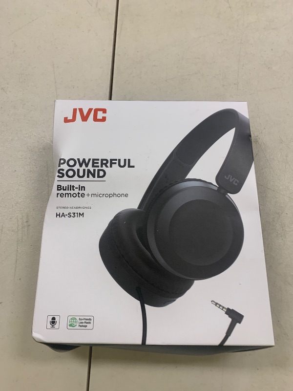 Photo 1 of JVC Lightweight On Ear Headphones with Powerful Sound, Integrated Remote & Mic for Smartphones - HAS31MB (Black), Medium