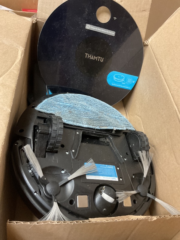 Photo 1 of Thamtu Robot Vacuum and Mop Combo, 100Min Runtime, APP&Voice Control, Ultra-Thin, Tangle-Free, Self-Charging Robotic Vacuum Cleaner, Good for Pet Hair, Hard Floor and Medium-Pile Carpet