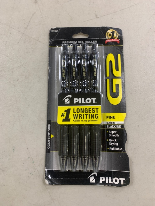 Photo 1 of Pilot G2 Premium Gel Roller Pens 0.7, Fine Point Smooth Writing Pens Black, Pack of 4