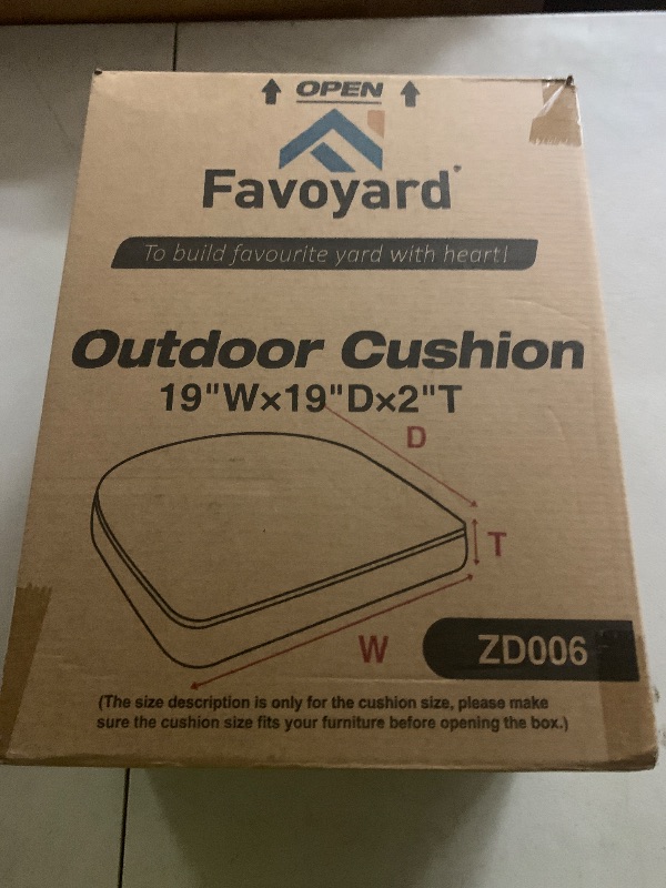 Photo 1 of Favoyard Outdoor Chair Cushions 19"x19"x2" Set of 4 Waterproof Seat Cushion for Patio Furniture with 3-Year Fade Resistant Removable Cover Attach Straps Hidden Zipper Round Corner for Yard Garden