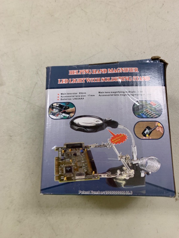 Photo 1 of Vludiss Helping Hands Magnifying Glass Soldering Station, LED Lighted 3.5X 12X Magnifier with Auxiliary Clips Alligator Clamp for Miniatures Projects,Model Making, Soldering