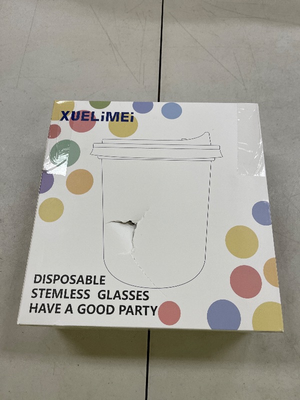 Photo 1 of 12oz Disposable Stemless Glasses With Strawless Sip Lids,PET Disposable Drinking Cups,Clear Plastic Wine Glasses for Parties Birthday,Wedding,Meeting,Christmas Party Supplies. (50, Transparent)