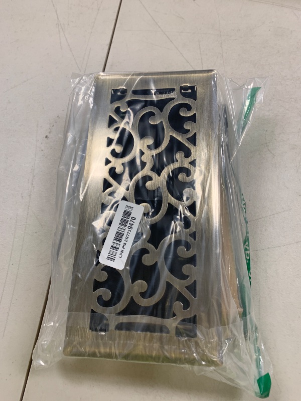 Photo 1 of Howeall 4x10 Inches Heavy Duty Walkable Floor Register - Easy Adjust Air Supply Lever Decorative Floor Vent Covers - Savannah Design Vent Covers for Home - Antique Brass