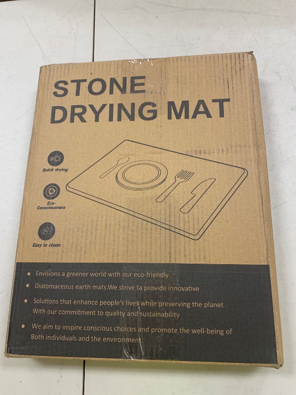 Photo 1 of 2 PCS Large Stone Dish Drying Mat for Kitchen Counter,Quick Dry Stone Dishes Mats,Marbled Water Absorbing Diatomaceous Earth Drying Pad for Countertop Bottles Utensils Cups?Black White 24"×16"&8"x4"?