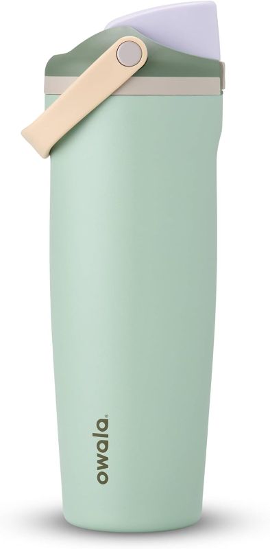 Photo 1 of Owala FreeSip Sway Insulated Stainless Steel Water Bottle with Two-Way Spout, Built-In Straw and Bucket Handle, Made for Travel, School, and Sports, 30oz, BPA Free, Leak Proof, Eucalyptus

