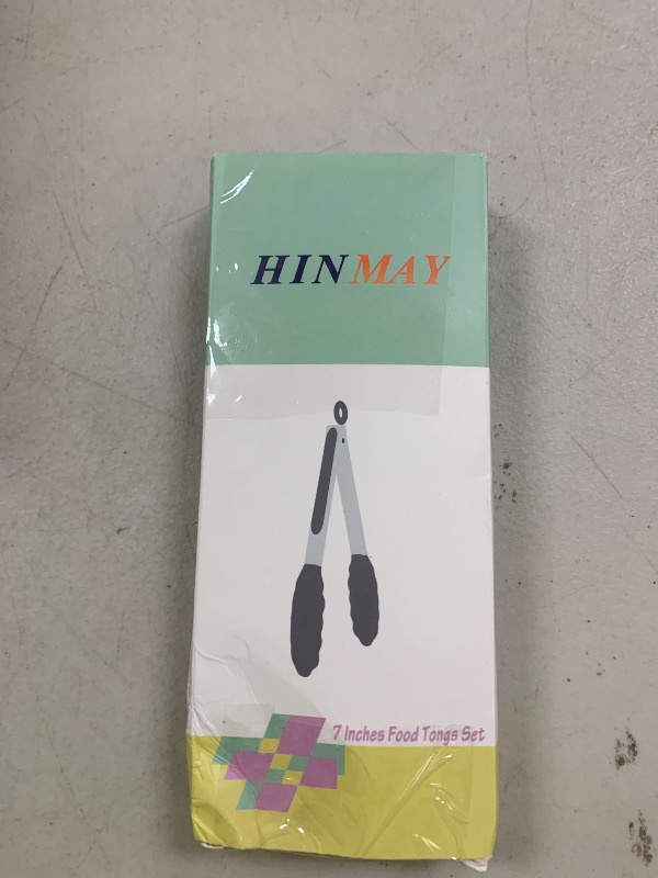 Photo 1 of HINMAY Small Silicone Tongs 7-Inch Mini Serving Tongs, Set of 3 (Black Gray White)