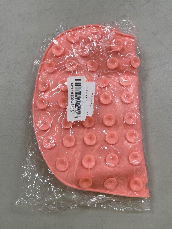 Photo 1 of Shower Foot and Back Scrubber Mat,Wall Mounted Shower Foot Scrubber with Suction Cups,Exfoliating Silicone Massage Cleaner Mat(Pink)