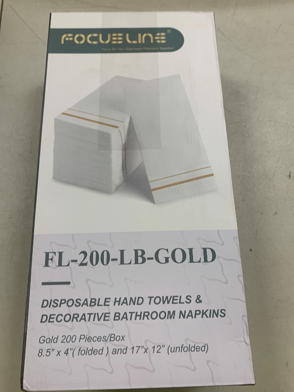Photo 1 of FOCUSLINE 200 Linen Feel Disposable Bathroom Napkins, Soft and Absorbent Paper Guest Towels, Cloth-Like Hand Towels Decorative Paper Napkins for Parties, Weddings, Dinners or Events, Gold, 12" x 17"