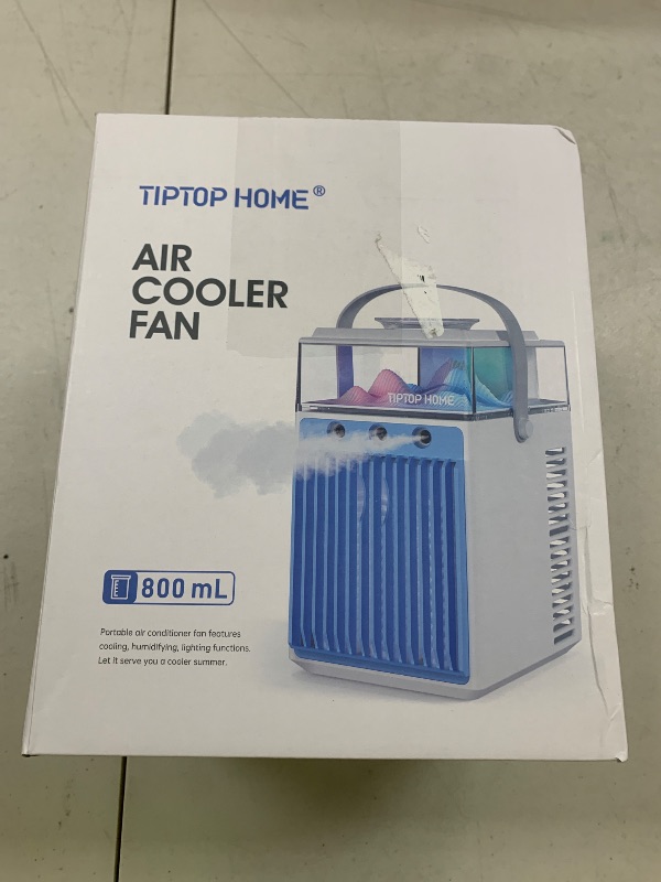 Photo 1 of Portable Air Conditioner Fan, Rechargeable 4-IN-1 Personal Mini Cooler Humidifier, 3-Speed Evaporative Air Cooler with 7 Color Lights, Cordless AC Desktop Spray Fan, Quiet Desktop Cooler