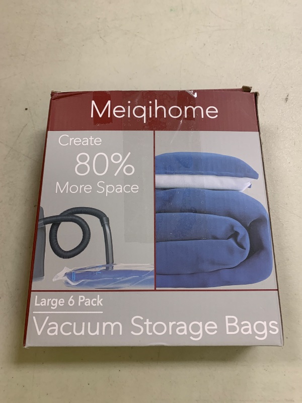 Photo 1 of Vacuum Storage Bags 6 Large, Plastic Packaging Bags,Space Saver Bags for Clothes, Pillows, Comforters, Blankets, Bedding(NO PUMP)