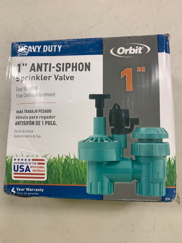 Photo 1 of Orbit 57624 1-Inch FPT 100 Series Automatic Anti-Siphon Valve with Flow Control