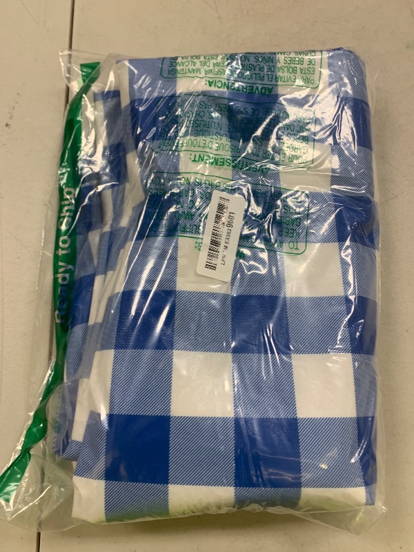 Photo 1 of Smiry Rectangle Table Cloth, Waterproof Vinyl Tablecloth with Flannel Backing, Wipeable Buffalo Plaid Table Cover for Dining, Indoor and Outdoor (Blue & White, 60"x102")