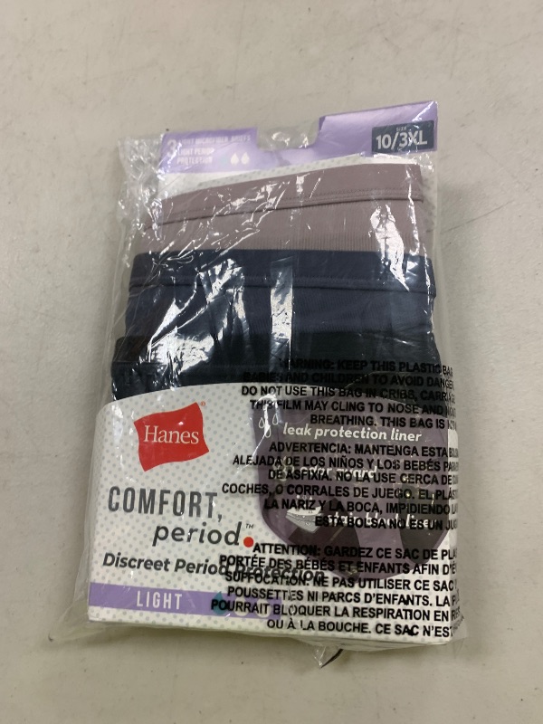 Photo 1 of Hanes Women's Fresh & Dry Light and Moderate Period (Pack of 3)Brief Underwear, Multiple Options Available, Beige,Black and Gray, 10