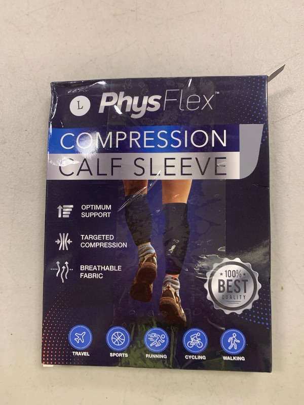 Photo 1 of Calf Compression Sleeves for Men and Women - (1 Pair) Footless Compression Socks Support for Varicose Veins, Nursing, Pregnancy, Running - PhysFlex Leg Sleeve Brace for Shin Splints, Pain Relief and Reduces Swelling (Black, Large)