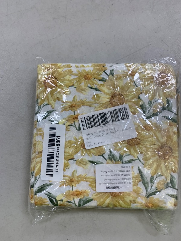 Photo 1 of 100Pcs Yellow Daisy Party Napkins Hello Sunshine Disposable Paper Napkins Summer Decorative Floral 6.5" Luncheon Cocktail Napkins for Birthday Garden Tea Party Supplies