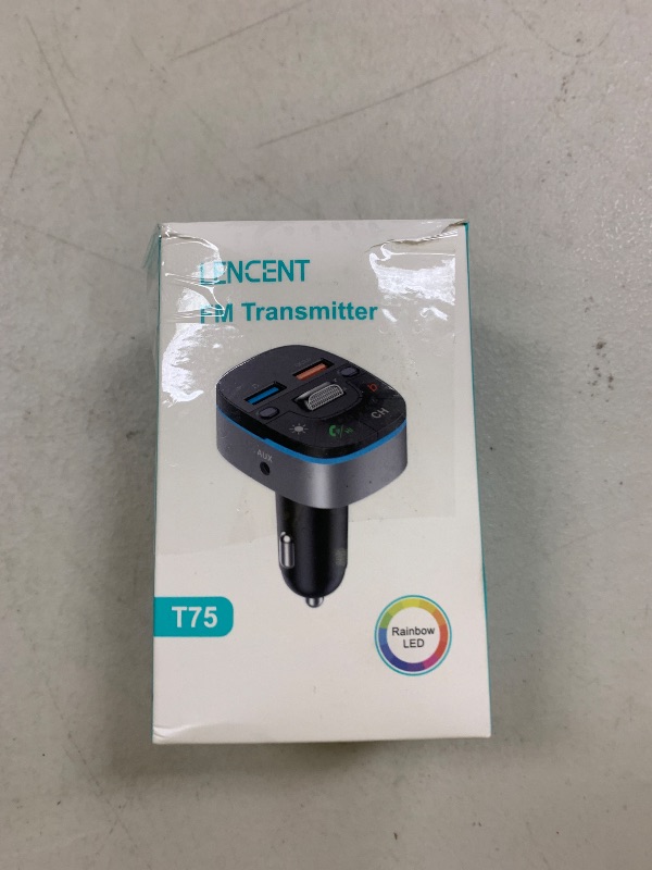 Photo 1 of LENCENT Bluetooth Car Adapter, 5.0 Car FM Transmitter with QC3.0 Charger, AUX Bluetooth Radio Music, Wireless Dual Mics, Bass Sound, Cigarette Lighter, & HandsFree, Supports Siri & Google Assistant