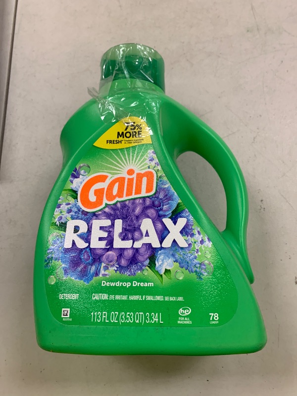 Photo 1 of Gain Liquid Laundry Detergent, Relax, HE Compatible, 113 fl oz, 78 Loads