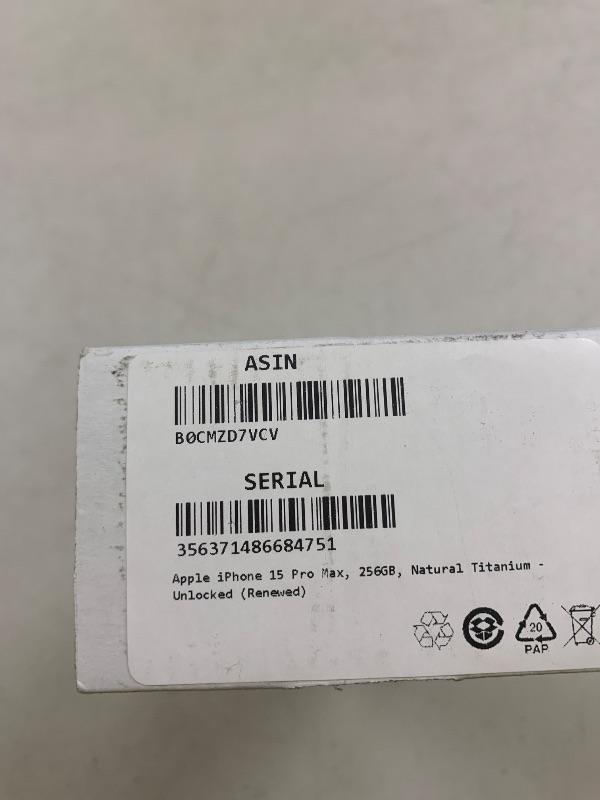 Photo 1 of Apple iPhone 15 Pro Max, 256GB, Natural Titanium - Unlocked (Renewed)