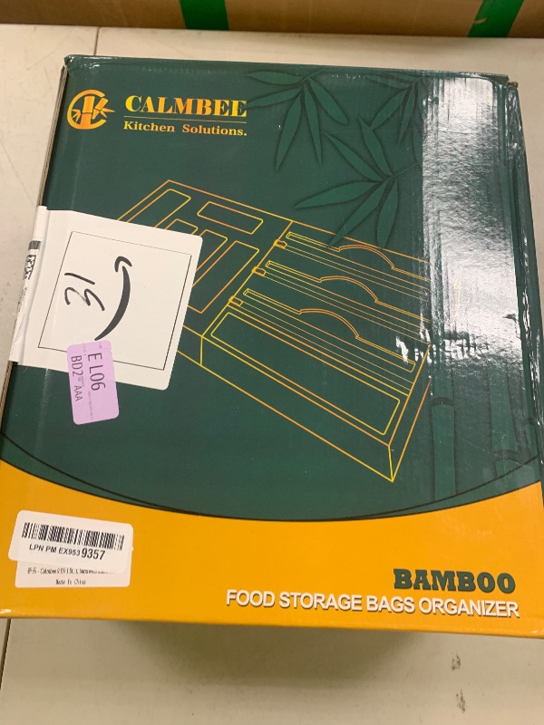 Photo 1 of Calmbee 9 IN 1 Storage Bag Organizer for Kitchen Drawer, Bamboo Foil and Plastic Wrap with Cutter, Organizers Compatible Gallon, Quart, Sandwich Snack Size