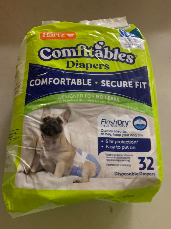 Photo 1 of Hartz Disposable Dog Diapers, Size M 32 count, Comfortable & Secure Fit, Easy to Put On