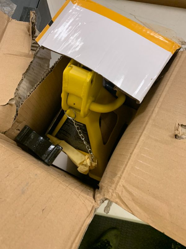 Photo 1 of YELLOW JACKET Car Jack Stands 3 Ton with Double Locking and Large Foot Base for Lifting SUVS, Heavy Duty Steel, 6600 lb Capacity, 1 Pair, Yellow