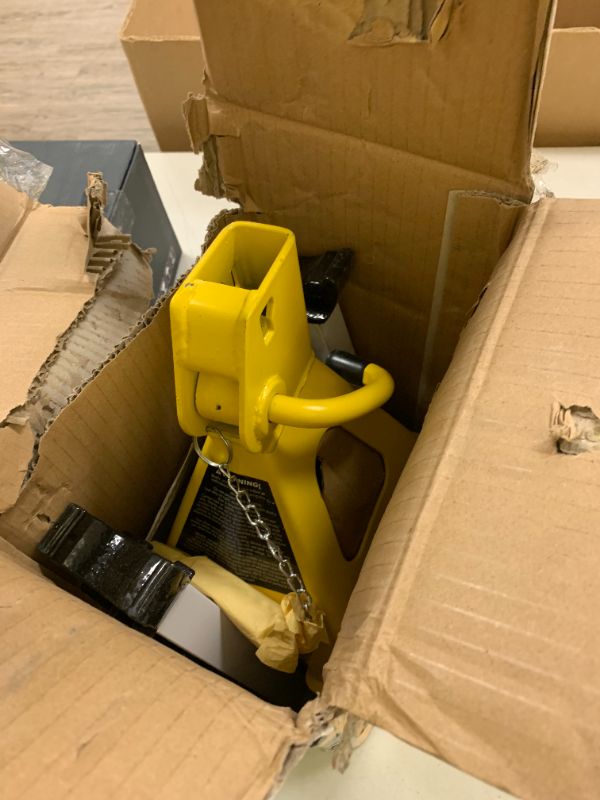 Photo 1 of YELLOW JACKET Car Jack Stands 3 Ton with Double Locking and Large Foot Base for Lifting SUVS, Heavy Duty Steel, 6600 lb Capacity, 1 Pair, Yellow