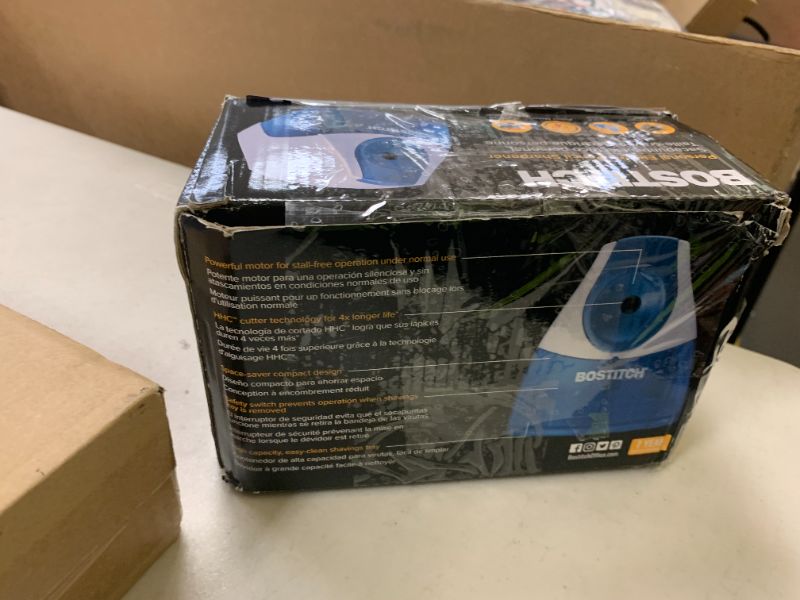 Photo 1 of Bostitch Office Personal Electric Pencil Sharpener, Powerful Stall-Free Motor, High Capacity Shavings Tray, Blue