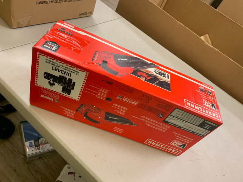 Photo 1 of Craftsman V20 Cordless Hand Vacuum, 45 CFM, 2 Stage Filtration System with Filter, Battery and Charger Included (CMCVH001C1)