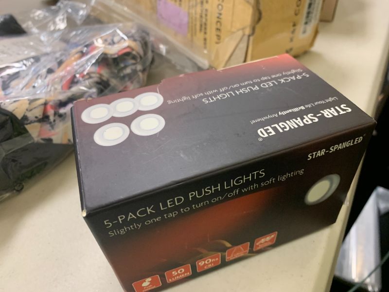 Photo 1 of STAR-SPANGLED Push Tap Light, 2.8” Mini Night Touch LED Puck Lamp, Portable Under Cabinet Lighting AAA Battery Operated Powered, DIY Stick On Lights for Closet, Counter, Kitchen, Cool White, 5 Pack