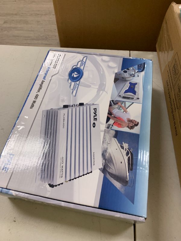 Photo 1 of Pyle Hydra Marine Amplifier - Upgraded Elite Series 400 Watt 4 Channel Audio Amplifier, Waterproof, 12 volt, Dual MOSFET Power Supply, GAIN Level Controls, RCA Stereo Input & LED Indicator - PLMRA400