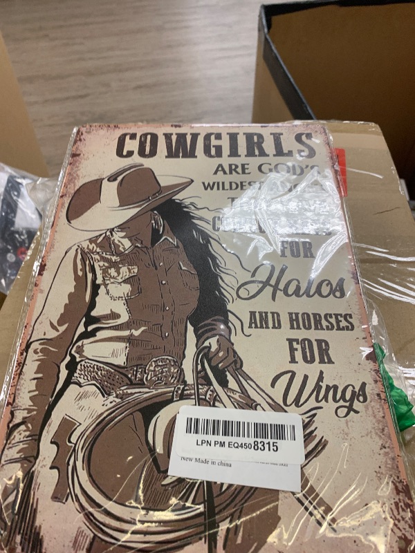 Photo 1 of Metal Vintage Tin Sign Cowgirl Are God's Wildest Angels They Have Cowboy Hats For Halos and Horse For Wings Poster Wall Art Print Living Home Decor Poster,Bedroom Decor For Teen Girls 8x12 inchi