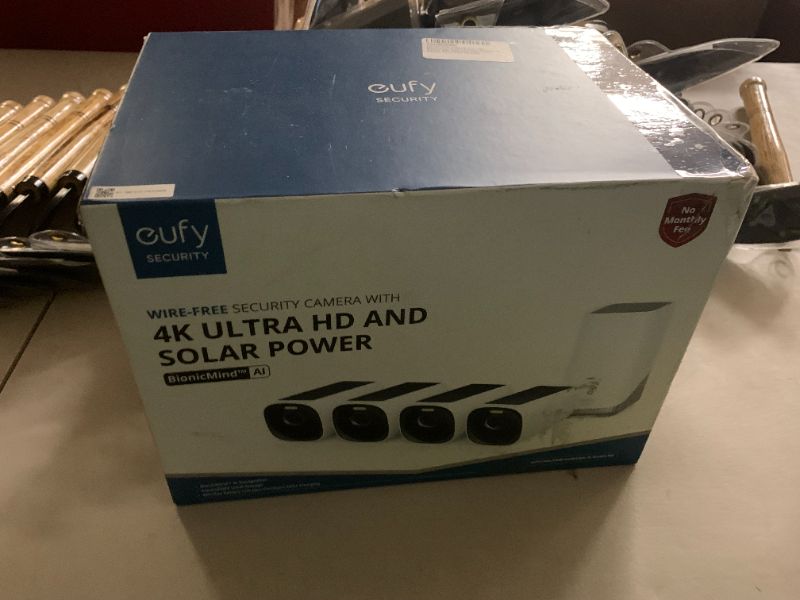 Photo 1 of eufy Security eufyCam 3 4-Cam Kit,Security Camera Outdoor Wireless,4K Camera with Integrated Solar Panel, Forever Power,Face Recognition AI,Expandable Local Storage,Spotlight, 2.4 GHz Wi-Fi(Renewed)