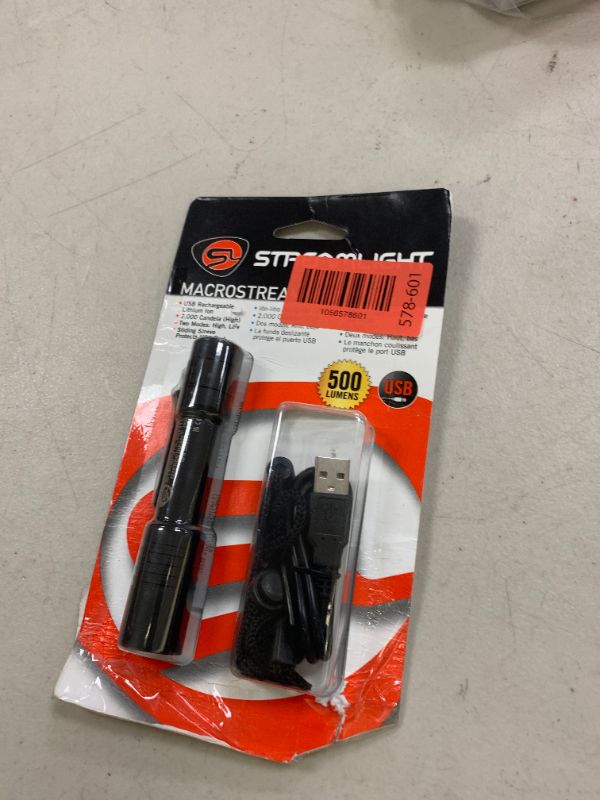 Photo 1 of Streamlight 66320 MacroStream USB 500-Lumen 2000 Candela Rechargeable EDC Compact LED Flashlight with USB Cable, Black