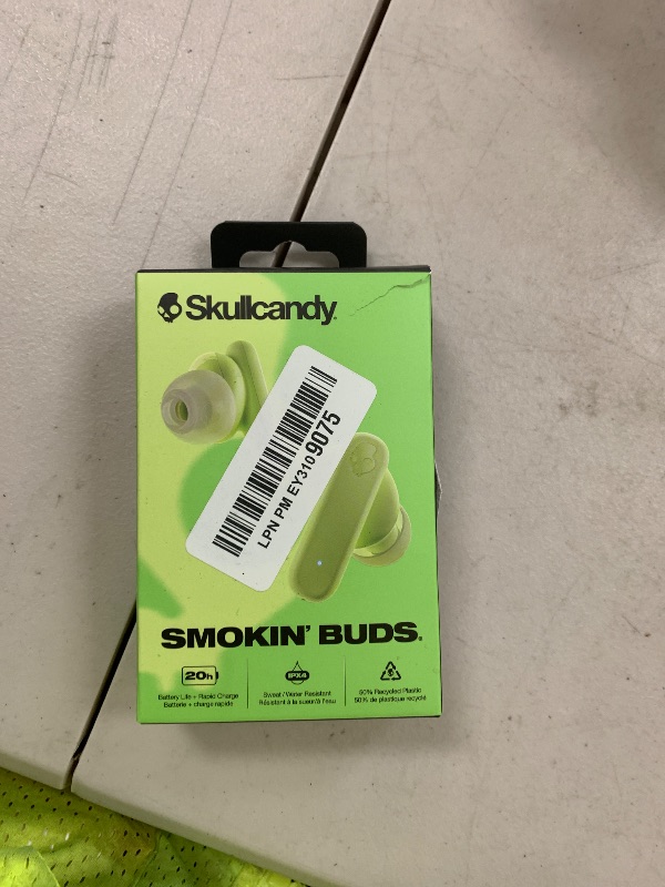 Photo 1 of Skullcandy Smokin’ Buds Wireless Earbuds, Bluetooth Headphones, Noise Isolating Fit, Up to 20 Hours Battery, IPX4 Sweat and Water Resistant, Microphone for iPhone Android - Matcha
