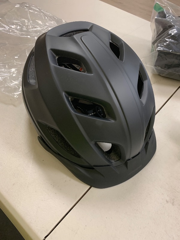 Photo 1 of Retrospec Lennon Bike Helmet with LED Safety Light Adjustable Dial & Removable Visor - Adjustable Bicycle Helmet for Adult Men & Women - Matte Black One Size