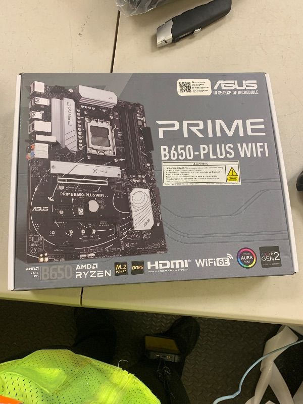 Photo 1 of ASUS Prime B650-PLUS WiFi AMD B650 AM5 Ryzen™ Desktop 9000 8000 & 7000 ATX Motherboard, DDR5, PCIe 5.0 M.2, 2.5Gb LAN, WiFi 6E, HDMI™, SATA 6 Gbps, USB Type-C®, BIOS Flashback™, Thunderbolt™ 4 Header