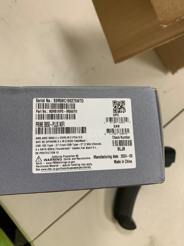 Photo 1 of ASUS Prime B650-PLUS WiFi AMD B650 AM5 Ryzen™ Desktop 9000 8000 & 7000 ATX Motherboard, DDR5, PCIe 5.0 M.2, 2.5Gb LAN, WiFi 6E, HDMI™, SATA 6 Gbps, USB Type-C®, BIOS Flashback™, Thunderbolt™ 4 Header