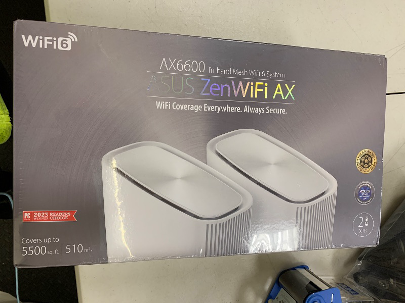 Photo 1 of ASUS ZenWiFi AX6600 Tri-Band Mesh WiFi 6 System (XT8 2PK) - Whole Home Coverage up to 5500 sq.ft & 6+ rooms, AiMesh, Included Lifetime Internet Security, Easy Setup, 3 SSID, Parental Control, White