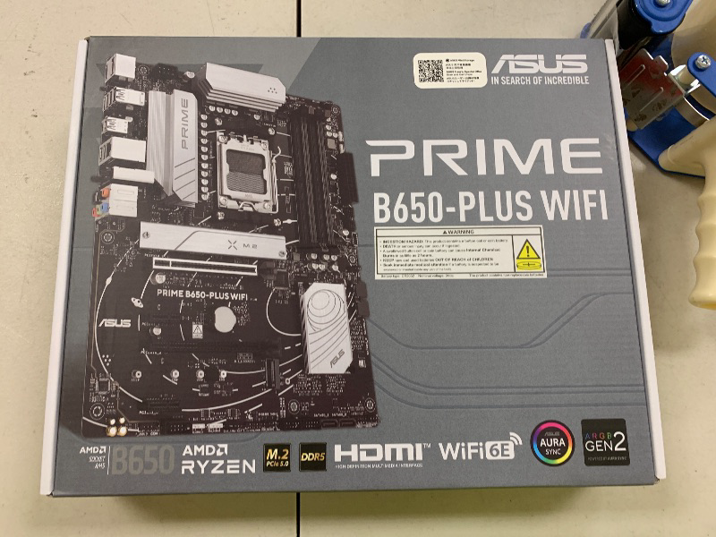 Photo 1 of ASUS Prime B650-PLUS WiFi AMD B650 AM5 Ryzen™ Desktop 9000 8000 & 7000 ATX Motherboard, DDR5, PCIe 5.0 M.2, 2.5Gb LAN, WiFi 6E, HDMI™, SATA 6 Gbps, USB Type-C®, BIOS Flashback™, Thunderbolt™ 4 Header