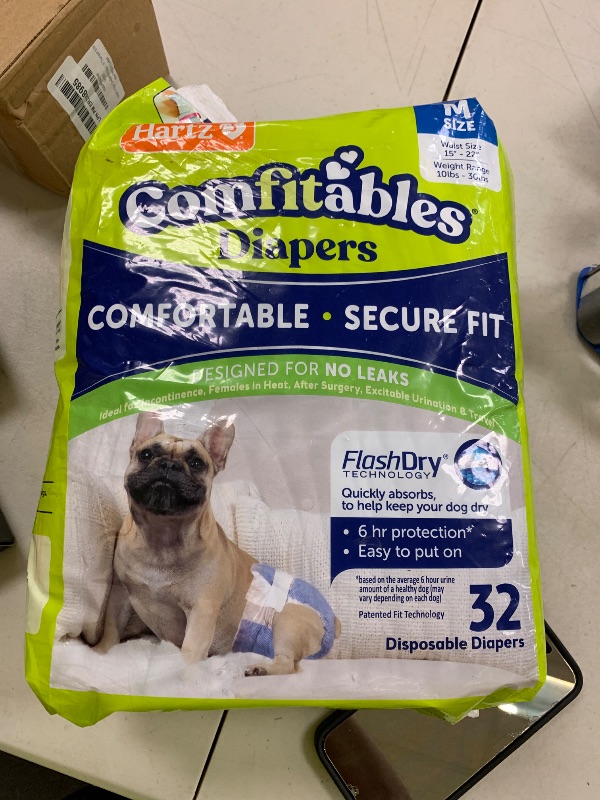 Photo 1 of Hartz Disposable Dog Diapers, Size M 32 count, Comfortable & Secure Fit, Easy to Put On