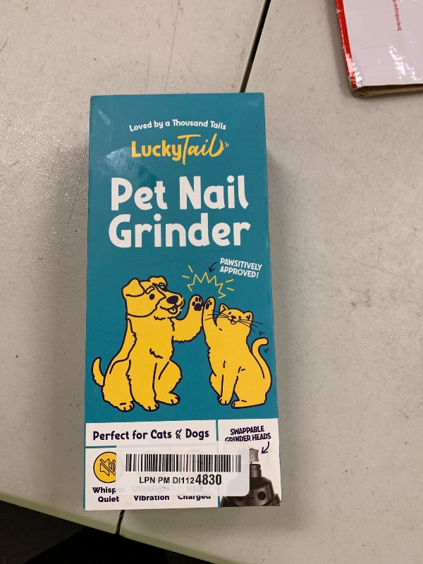 Photo 1 of LuckyTail Pet Nail Grinder for Dogs and Cats - Super Quiet and Low Vibration Electric Dog Nail Grinder with 2 LED Lights - USB Rechargeable and Cordless - 2 Speeds - Small to Large Pets