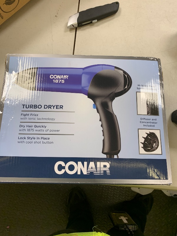 Photo 1 of Conair 1875 Watt Turbo Hair Dryer, Blue/Black