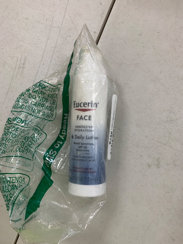 Photo 1 of Eucerin Face Immersive Hydration Daily Face Lotion Broad Spectrum SPF 30 Sunscreen, Daily Moisturizer with Hyaluronic Acid Smooths Fine Lines and Wrinkles, 2.5 Fl Oz Bottle