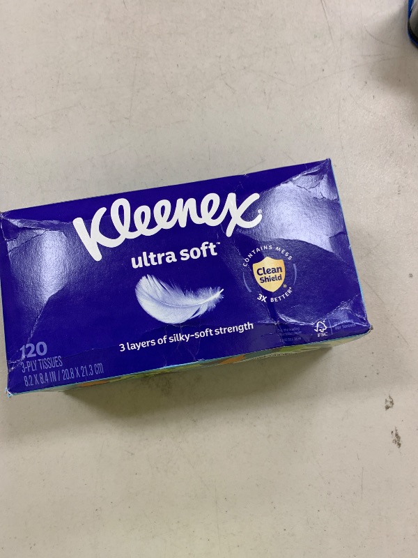 Photo 1 of Kleenex Ultra Soft Facial Tissues, 1 Flat Box, 120 Tissues per Box, 3-Ply, Packaging May Vary
