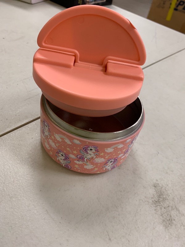 Photo 1 of QUITES 12oz Soup Thermo for Hot Food Kids Vacuum Insulated Food Jar Twist-Free Soup Thermo for Hot Food Kids Leakproof Stainless Steel Wide Mouth Lunch Container (pink unicorn)