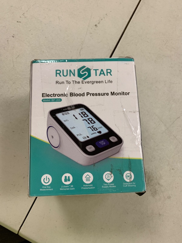 Photo 1 of RunStar Upper Arm Blood Pressure Monitor with Wide Range Cuff (8.6'' -16.5'') for Home Use FSA&HSA Eligible, Automatic Digital BP Machine with Storage Bag, 2x99 Reading Memory