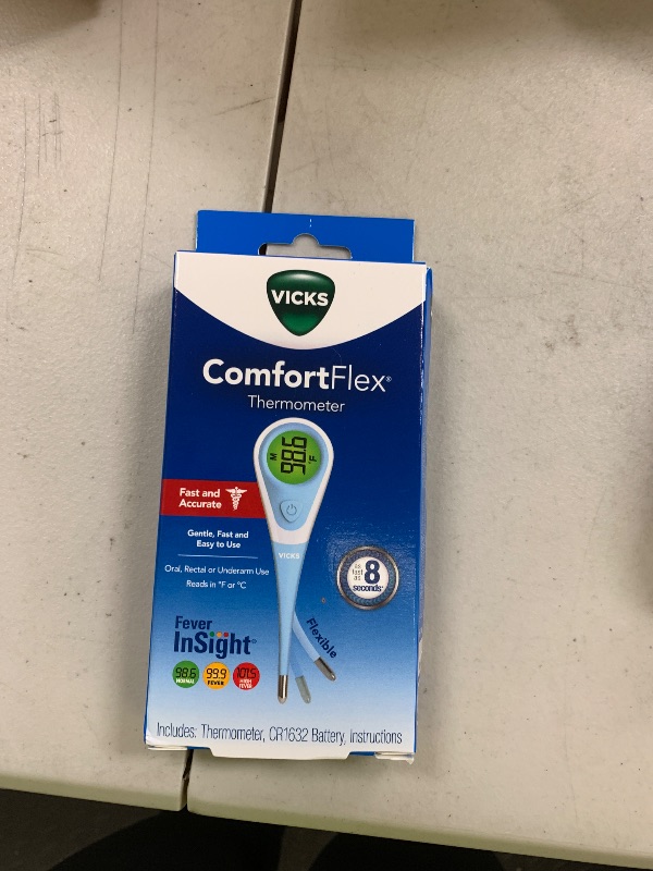 Photo 1 of Vicks ComfortFlex Digital Thermometer: Accurate Color-Coded Reading in 8 Seconds, Digital Thermometer for Adults & Children, Oral, Rectal, or Under Arm Use