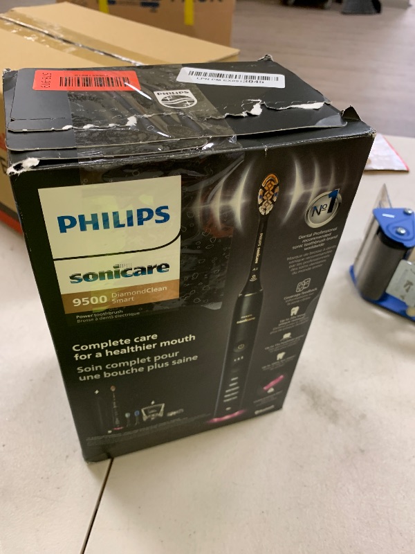 Photo 1 of Philips Sonicare DiamondClean Smart 9500 Electric Toothbrush, Sonic Toothbrush with App, Pressure Sensor, Brush Head Detection, 5 Brushing Modes and 3 Intensity Levels, Black, Model HX9923/11